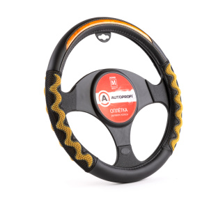 Оплётка руля AUTOPROFI из экокожи AP-1968 BK/BE (M)