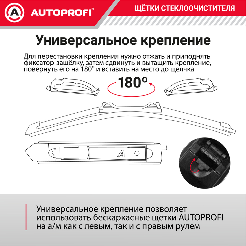 Щетка стеклоочистителя "AUTOPROFI", бескаркасная ULF-19
