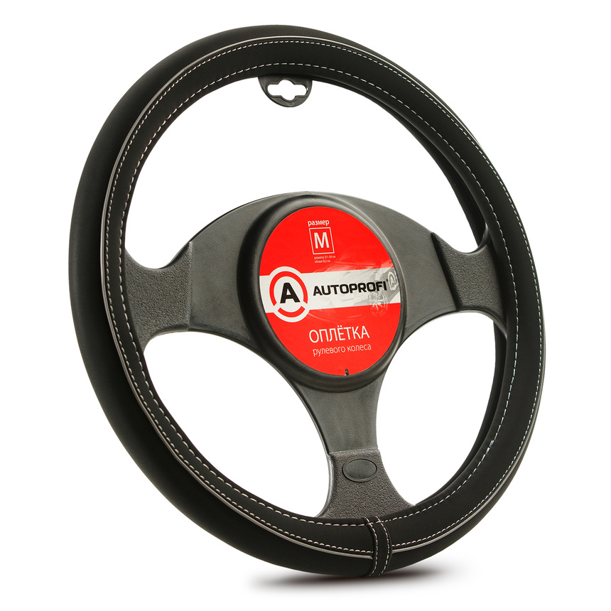 Оплётка руля AUTOPROFI, синтетический нубук AP-2020 BK/GY (M)