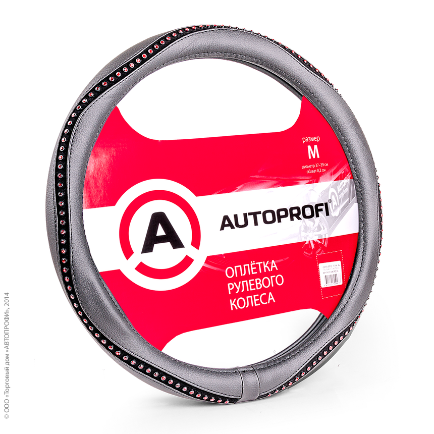 Оплётка руля AUTOPROFI AP-1414 BK/RD (M)