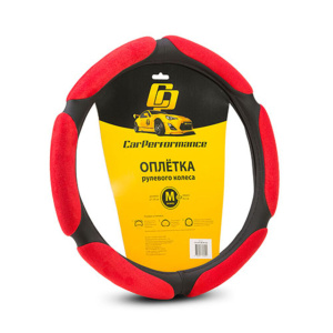 Спонжевая оплётка на руль Car Performance, алькантара/экокожа CP-5016 BK/RD (M)
