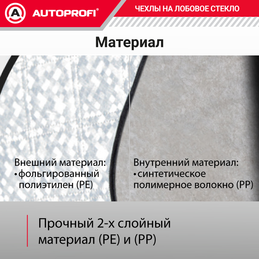 Чехол-накидка на лобовое, заднее и боковые стекла автомобиля 259 х 249 см., AUTOPROFI CAP100