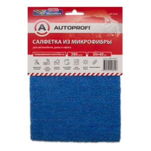 Салфетка из микрофибры "AUTOPROFI" повышенной плотности, 280 гр/м2., 30х40 см.,1шт.  MF-341P