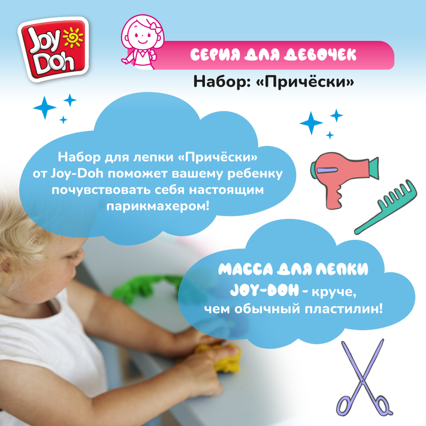 Масса для лепки Joy-Doh, набор ПРИЧЕСКИ HAIR-200 pot