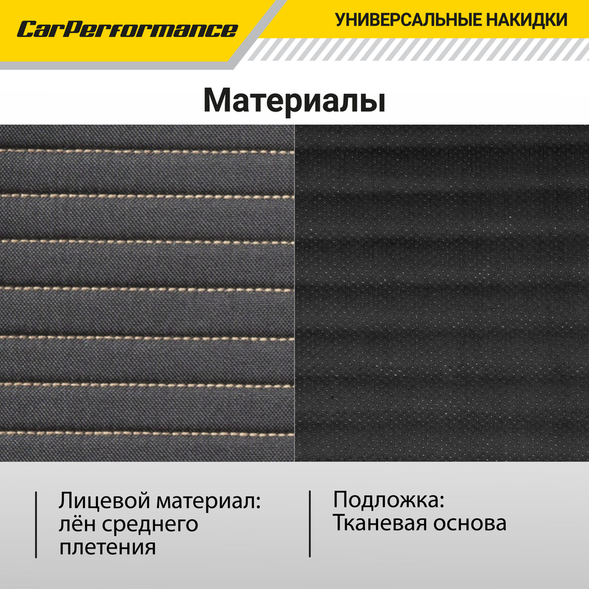 Каркасные накидки на передние сиденья "Car Performance", 2 шт., fiberflax CUS-2022 BK/BE