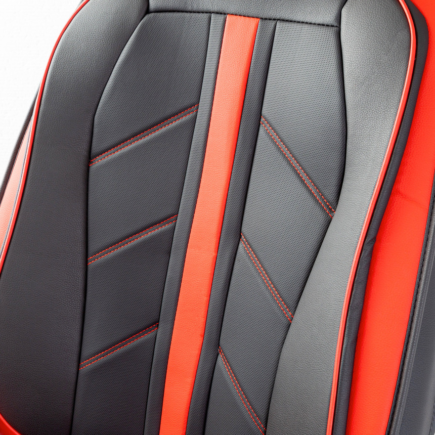 Каркасные 3D накидки на передние сиденья "Car Performance", 2 шт., экокожа CUS-3012 BK/RD