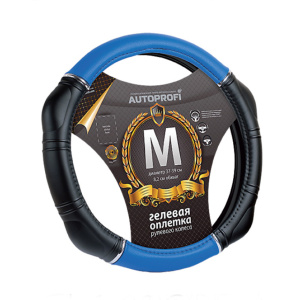 Оплетка руля с гелевым наполнителем AUTOPROFI GL-1010 BK/BL (M)