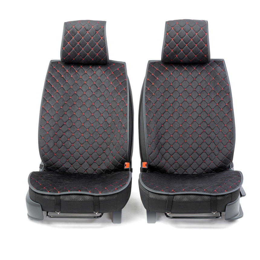Накидки на передние сиденья "Car Performance", 2 шт., алькантара CUS-1012 BK/RD