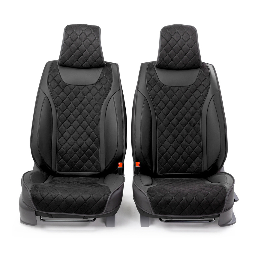 Каркасные 3D накидки на передние сиденья "Car Performance", 2 шт., экокожа/алькантара CUS-3044 BK/BK