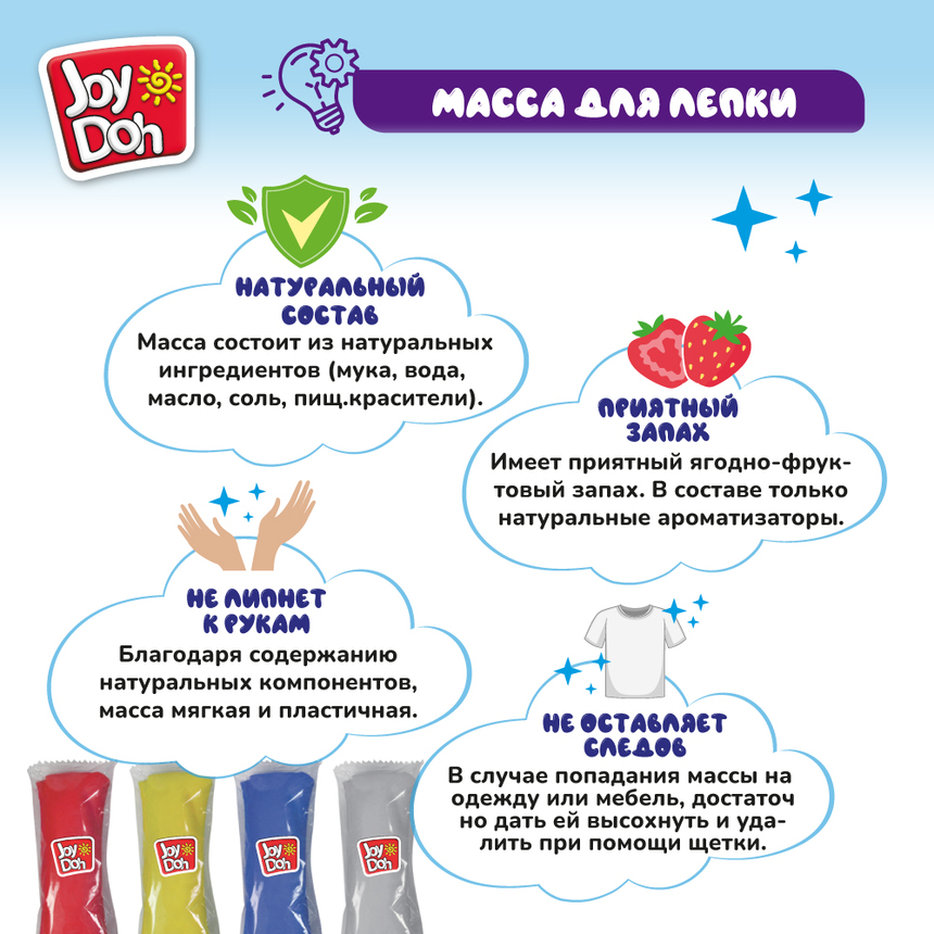 Масса для лепки Joy-Doh, набор ИЗУЧАЕМ ЦВЕТА И ФОРМЫ COOK-200 bag
