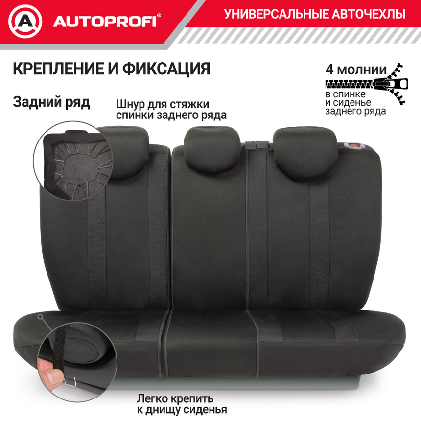 Комплект чехлов на сиденья PERFORMANCE, материал полиэстер PRF-1505 BK/BK