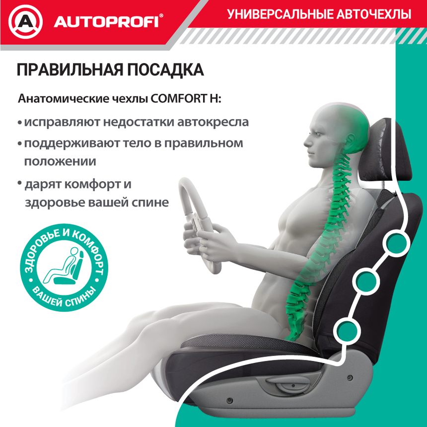 Чехлы на сиденья универсальные COMFORT COM-1105H BK/BL