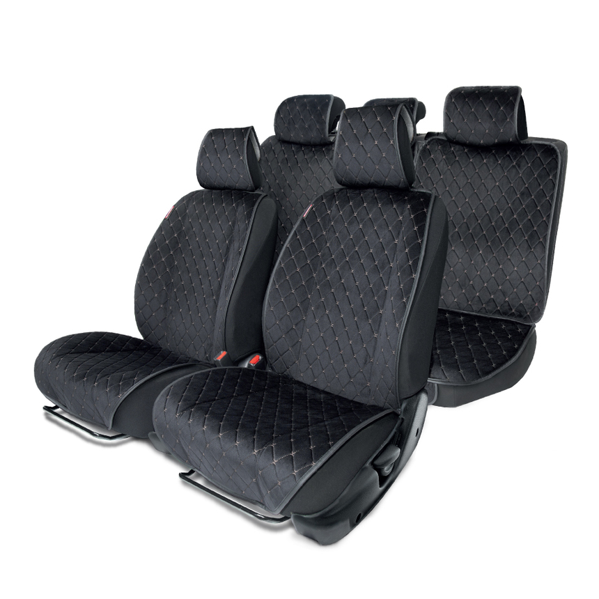 Накидки на сиденья автомобиля "Autoprofi" (на весь салон), алькантара ALC-1110 BK/GY